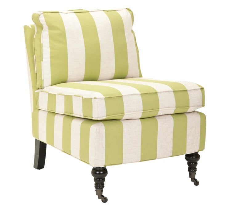 Safavieh Randy Casual Sweet Pea Green Stripe Linen Club Chair
