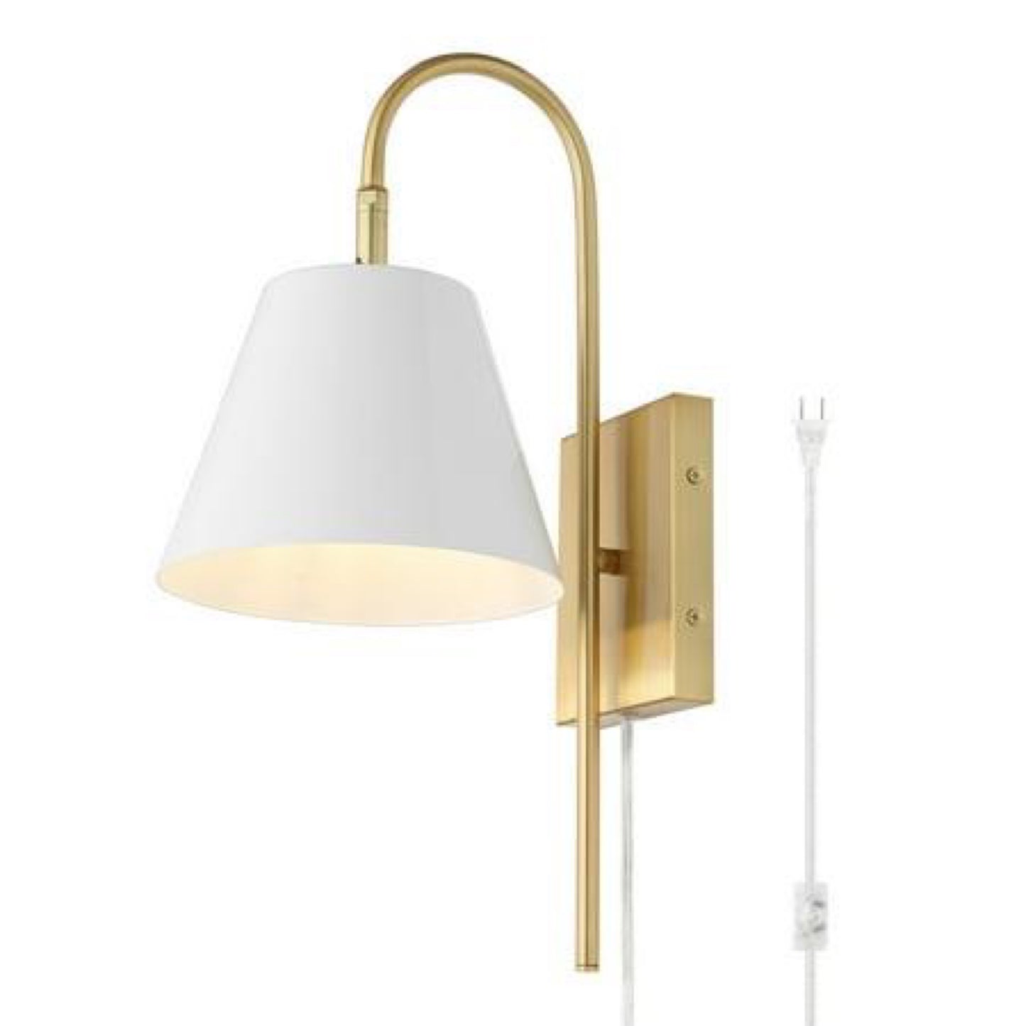 Safavieh Rhoeva LED Brass Iron Wall Sconce with White Shade