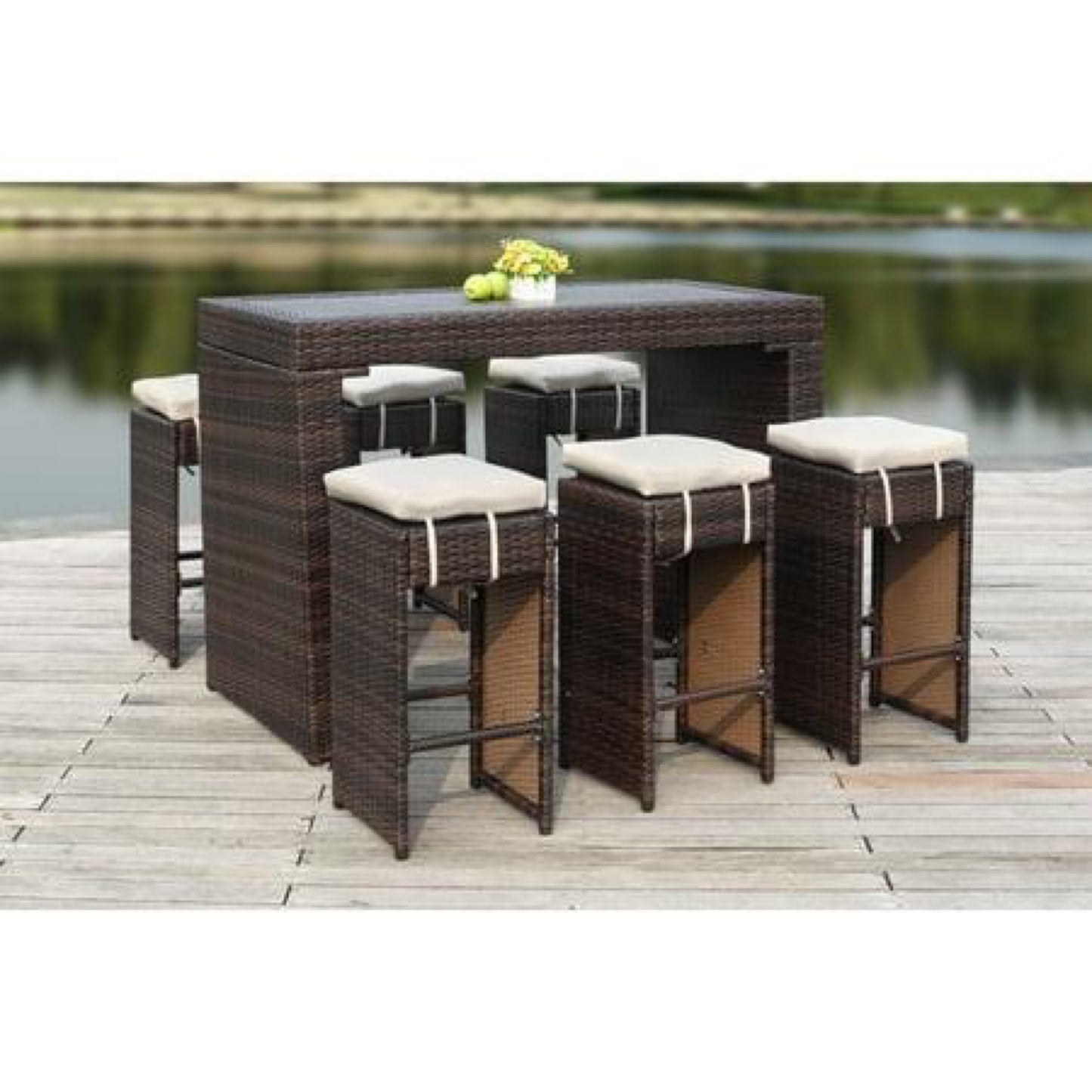 Safavieh Outdoor Collection Sanders Outdoor Bar Set Black/sand