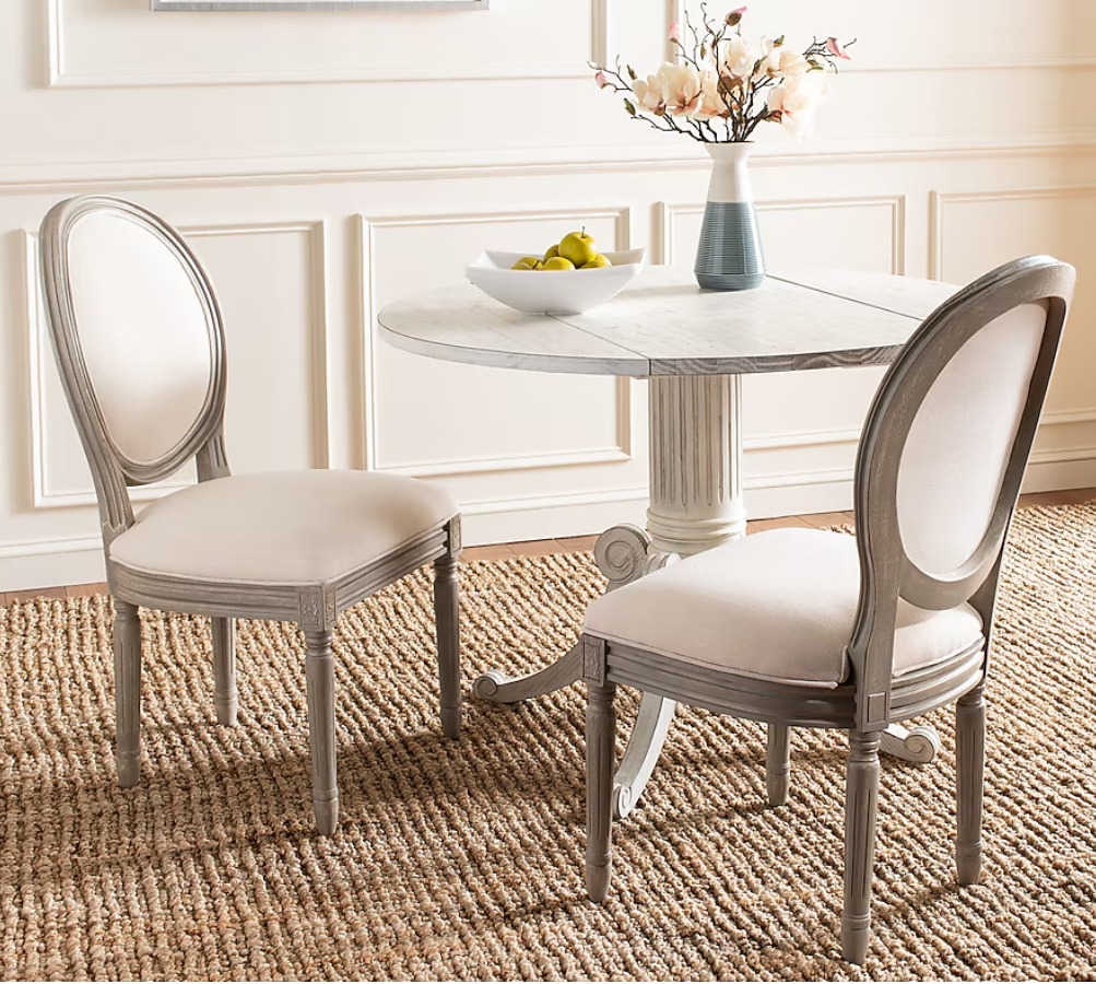 Set of 2 - Holloway French Brasserie Linen Oval Side Chair