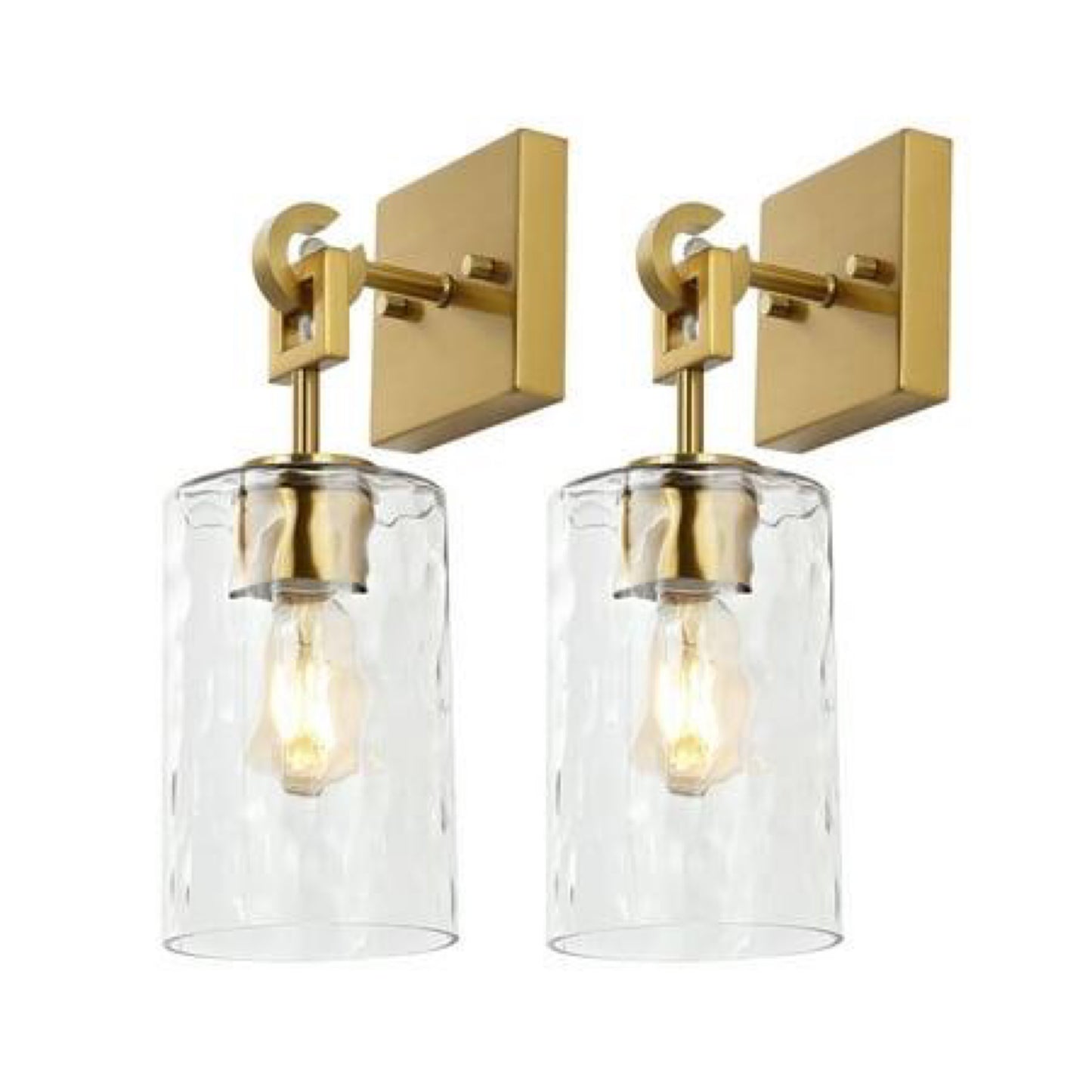SET OF 2 - Safavieh Tyrosa LED Brass Gold Glass Wall Sconce