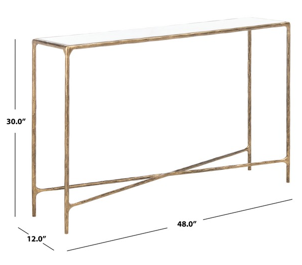 Jessa 12 in. Brass/White Rectangle Metal Console Table