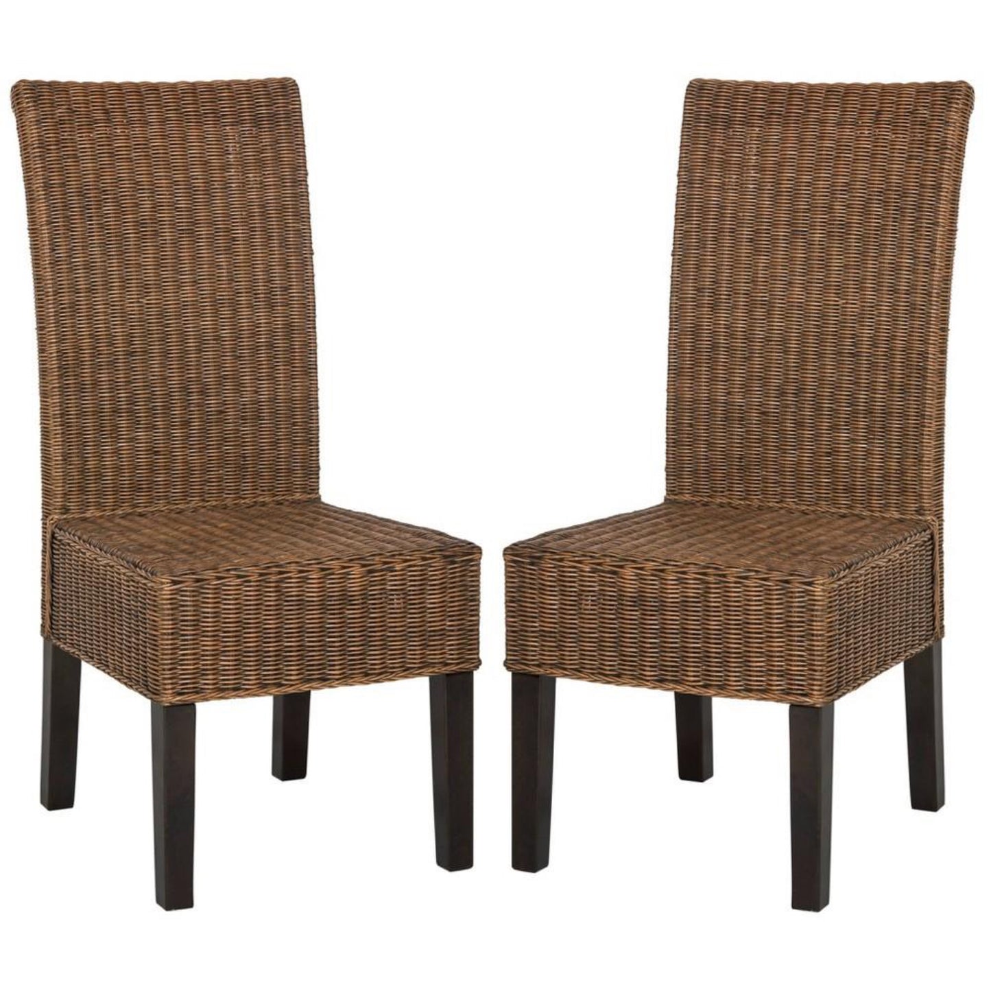Set of 2 Arjun Wicker Dining Chair Brown