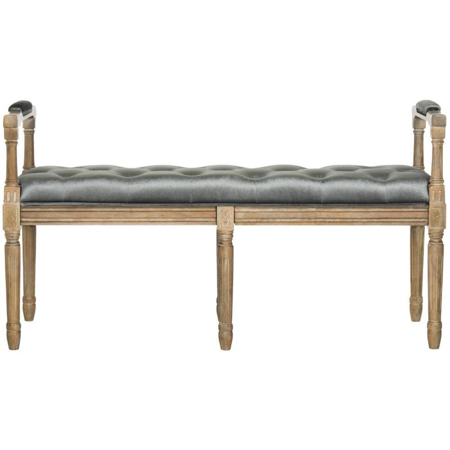 Safavieh Raiden Velvet Rustic Oak Tufted Bench
