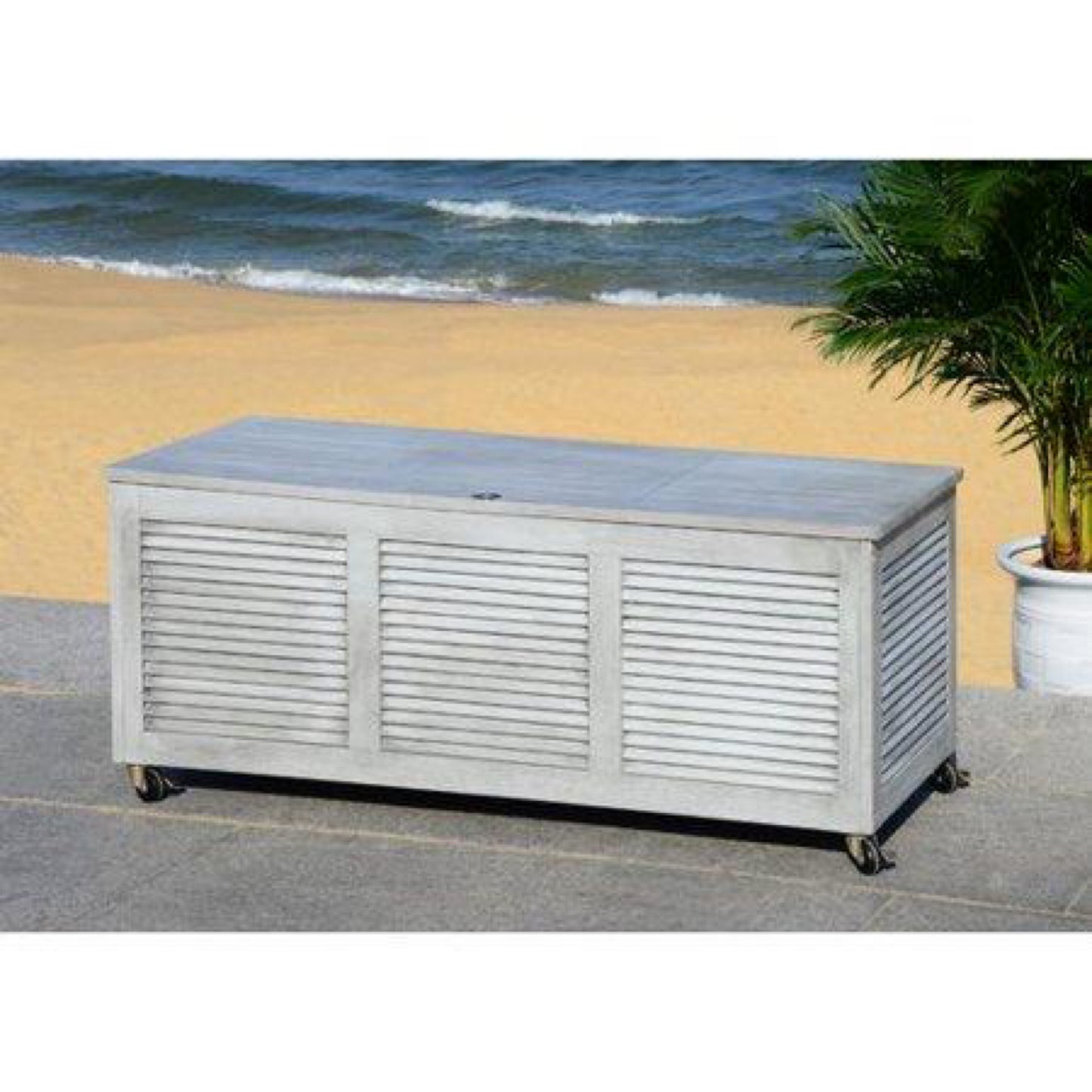 Elina Outdoor Nautical 47 Inch L Wood Storage Bench