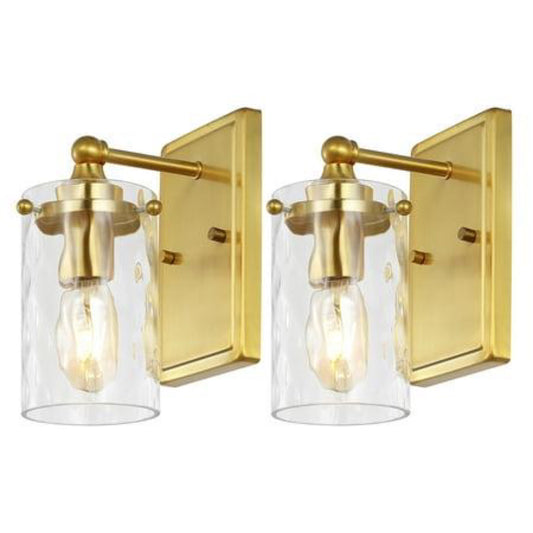 SET OF 2 - Safavieh Jobie LED Black Iron Wall Sconce with Clear Shade