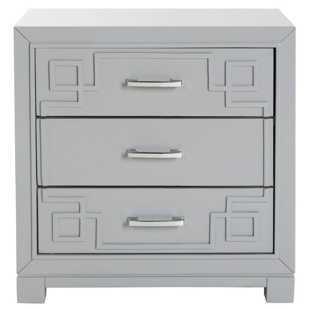 Safavieh Raina Three Drawer Greek Key Night Stand Grey