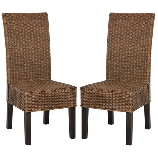 Set of 2 Arjun Wicker Dining Chair Brown