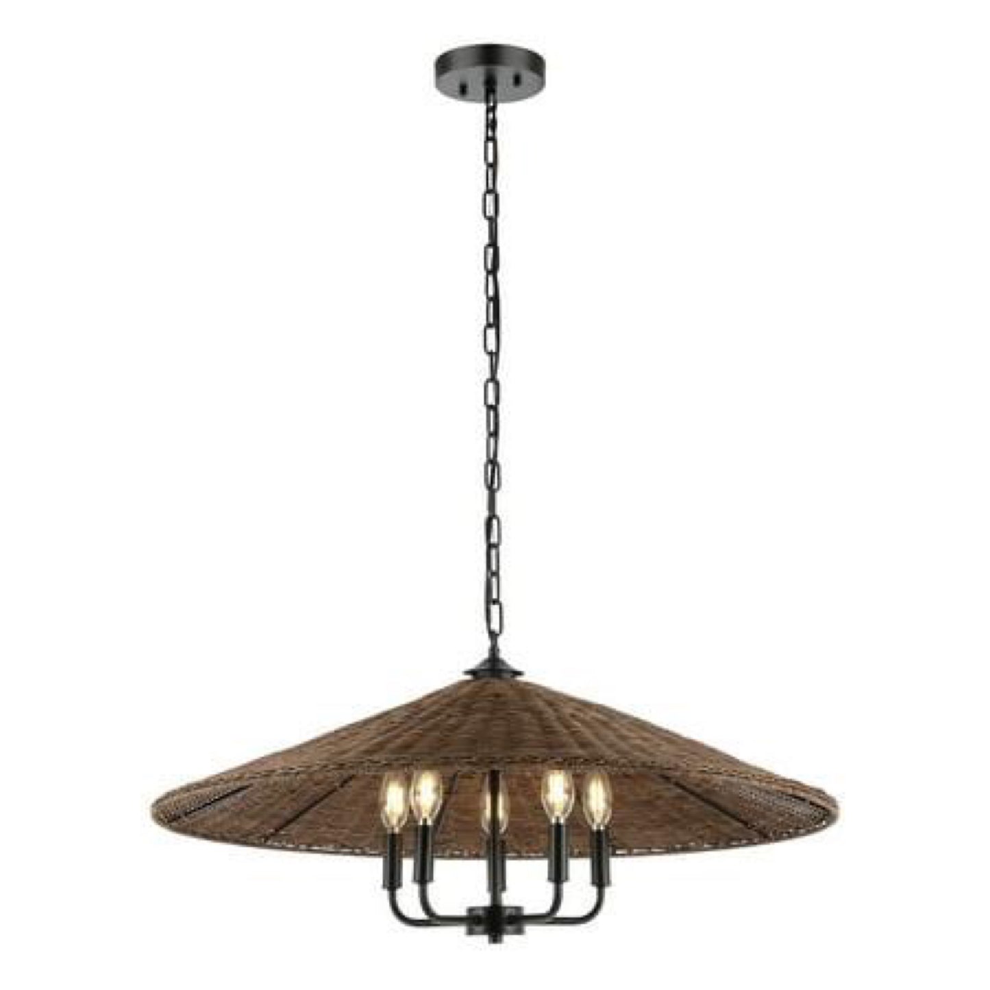 Safavieh Palmera 5-Light LED Black Rattan Pendant Light with Shade