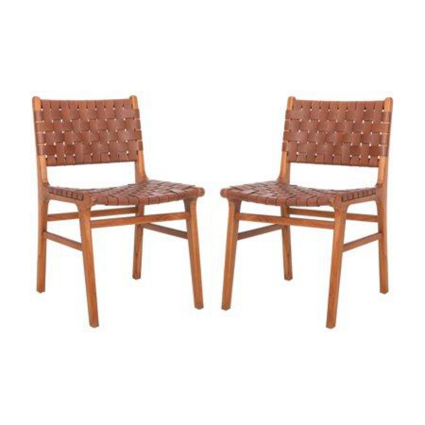 SET OF 2 - Taika Woven Leather Dining Chair